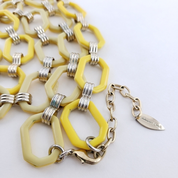 Y2K Coldwater Creek long necklace yellow acrylic open links chunky layer - Picture 10 of 14